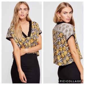 FREE PEOPLE - LEILANI PRINT TEE IN BLACK COMBO